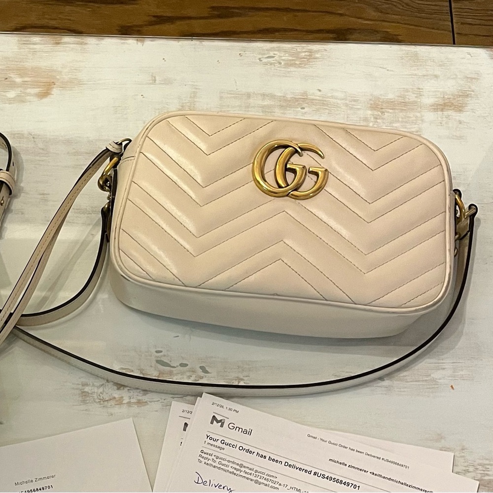 Gucci Beige Chevron Crossbody Bag